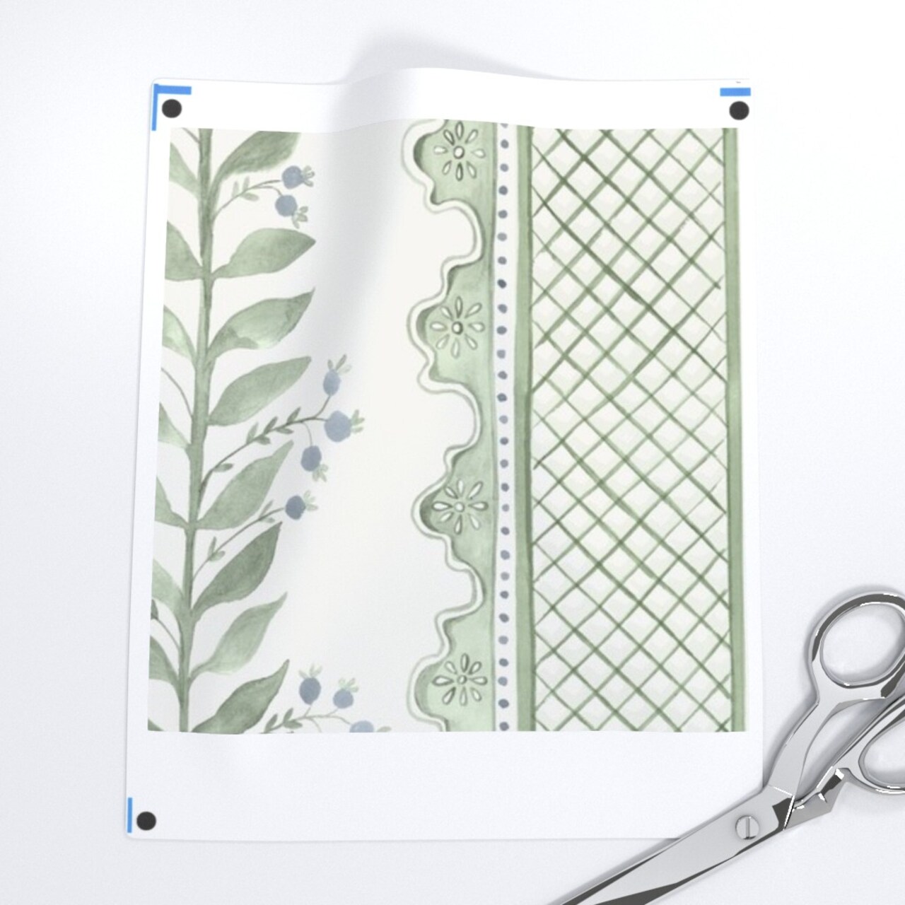 Sage Green Stripe Botanical Watercolor Garden Grandmillenial Custom Printed Fabric by Spoonflower Various Fabrics by the Yard or Fat Quarter